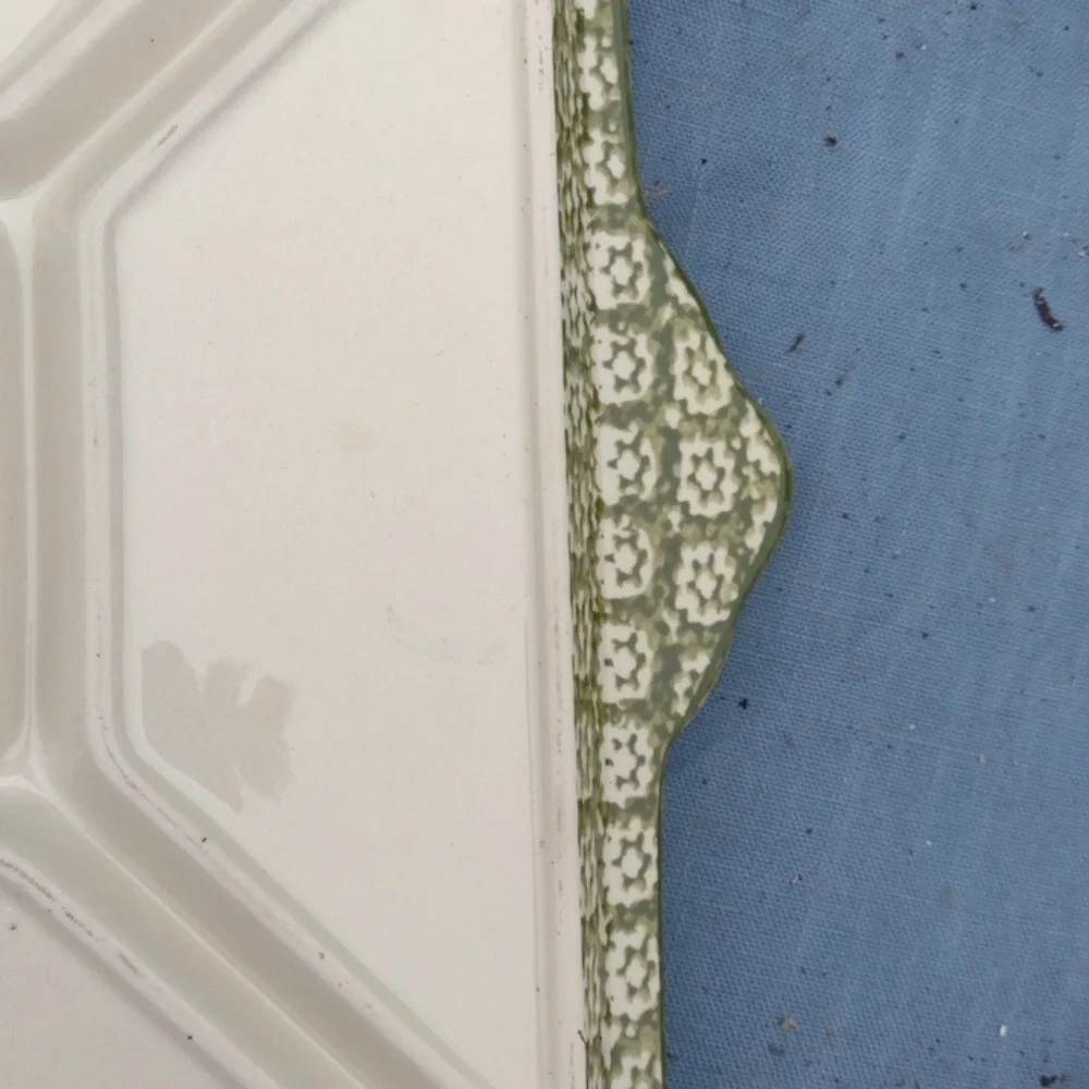 Tara Handcrafted Green and Cream Ceramic Serving Platter